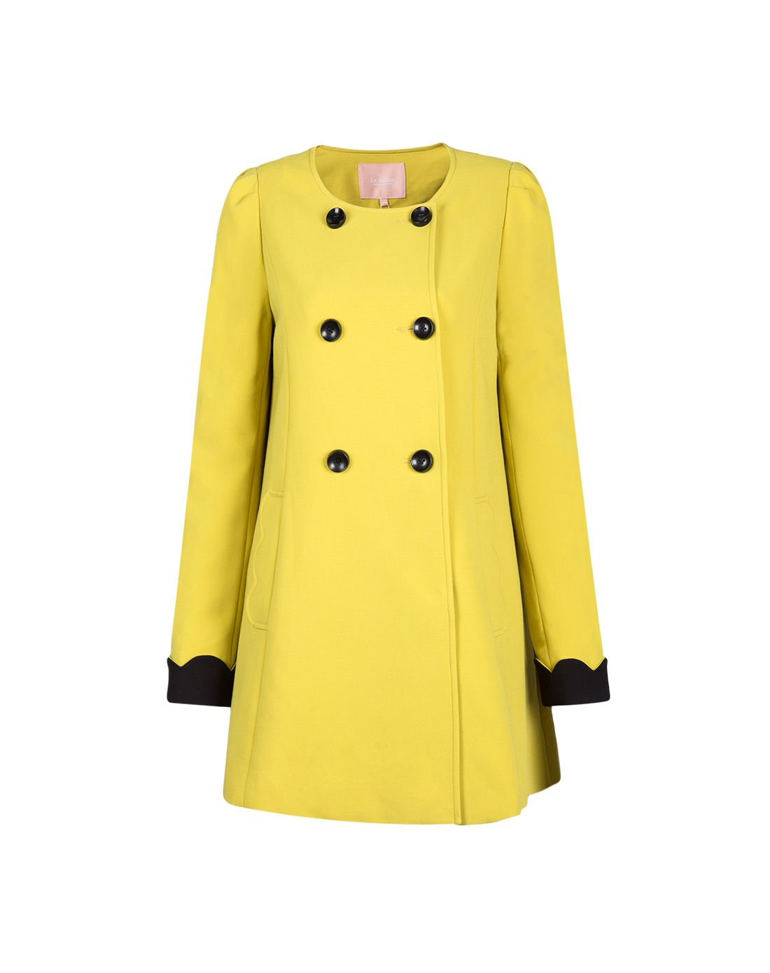 la babite 黄绿甜美双排扣风衣