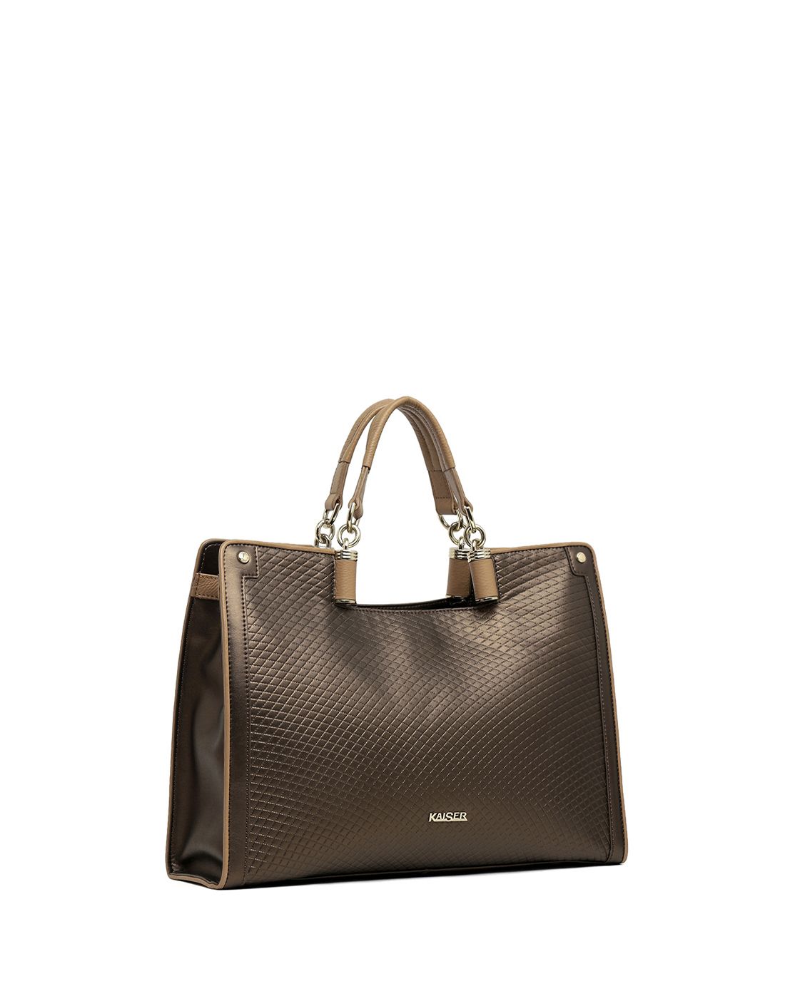 凯撒kaiser男女鞋包专柜同款 女款棕啡色牛皮时尚大气手提包21098005