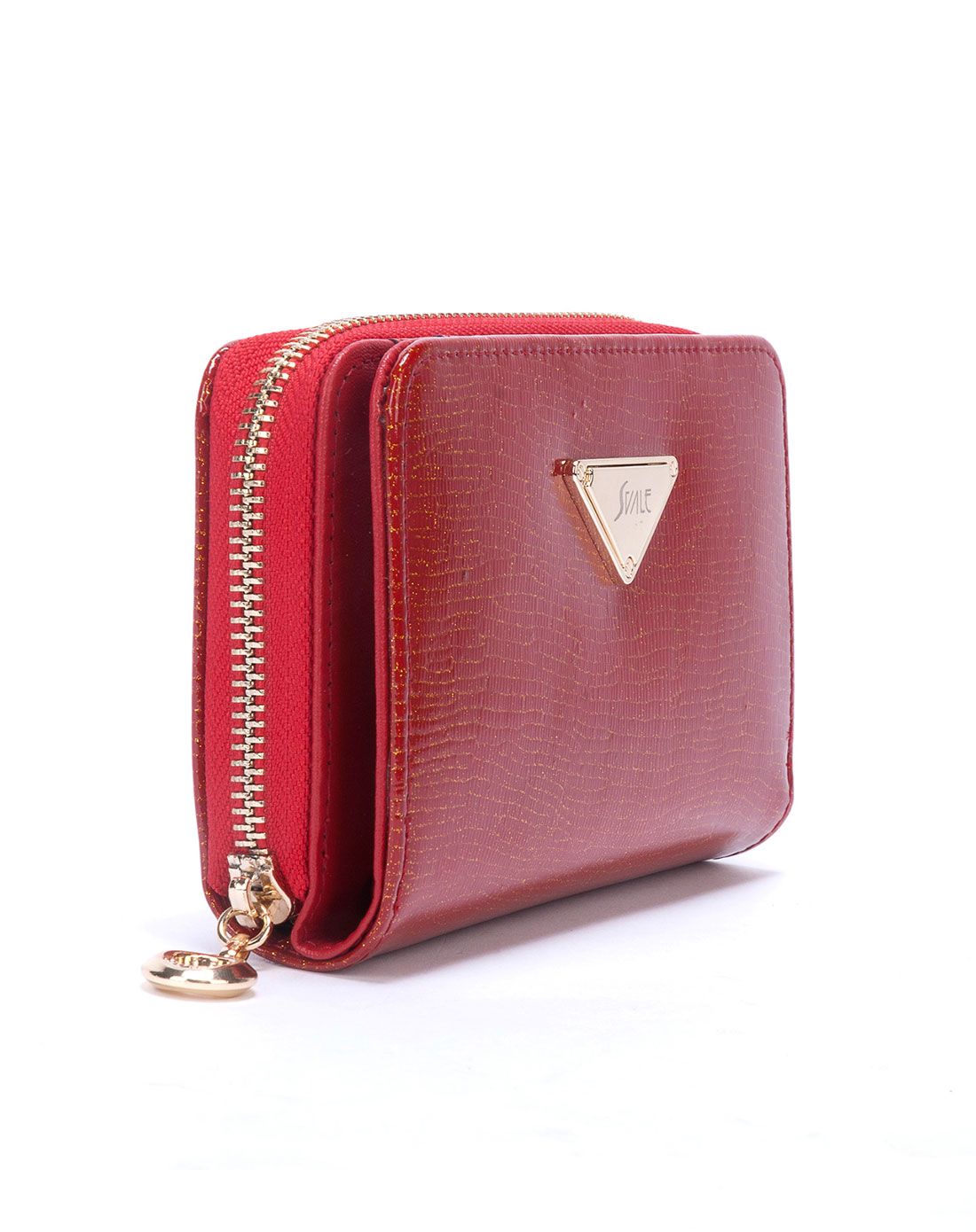 女士红色牛皮高雅淑女中款零钱包钱包