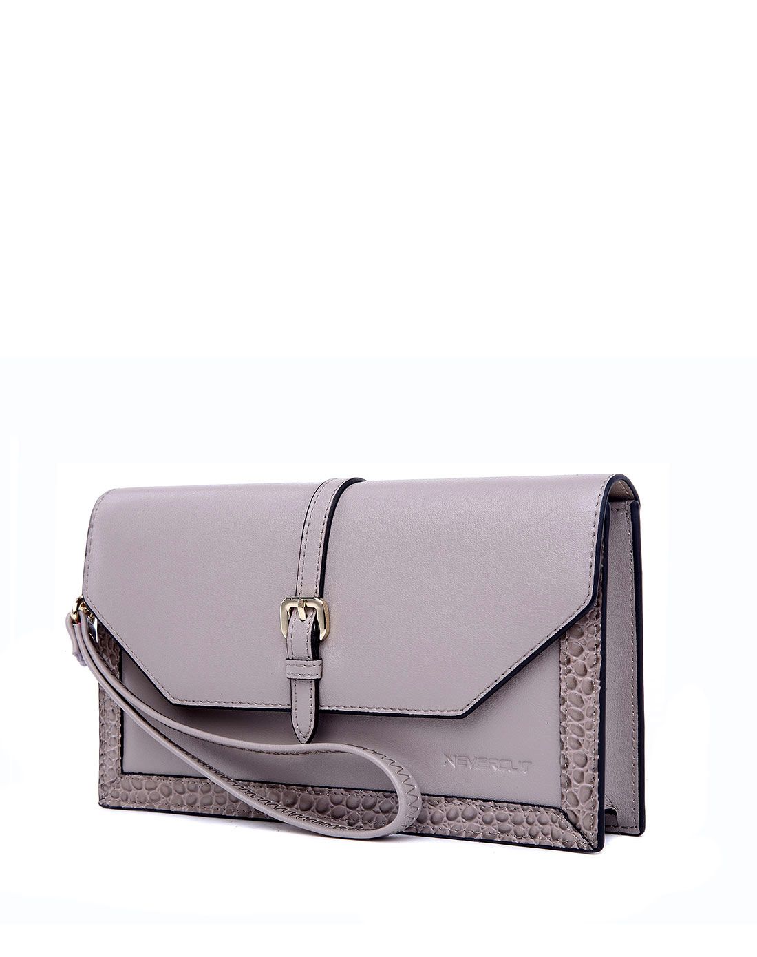 女款灰色时尚牛皮手拿包