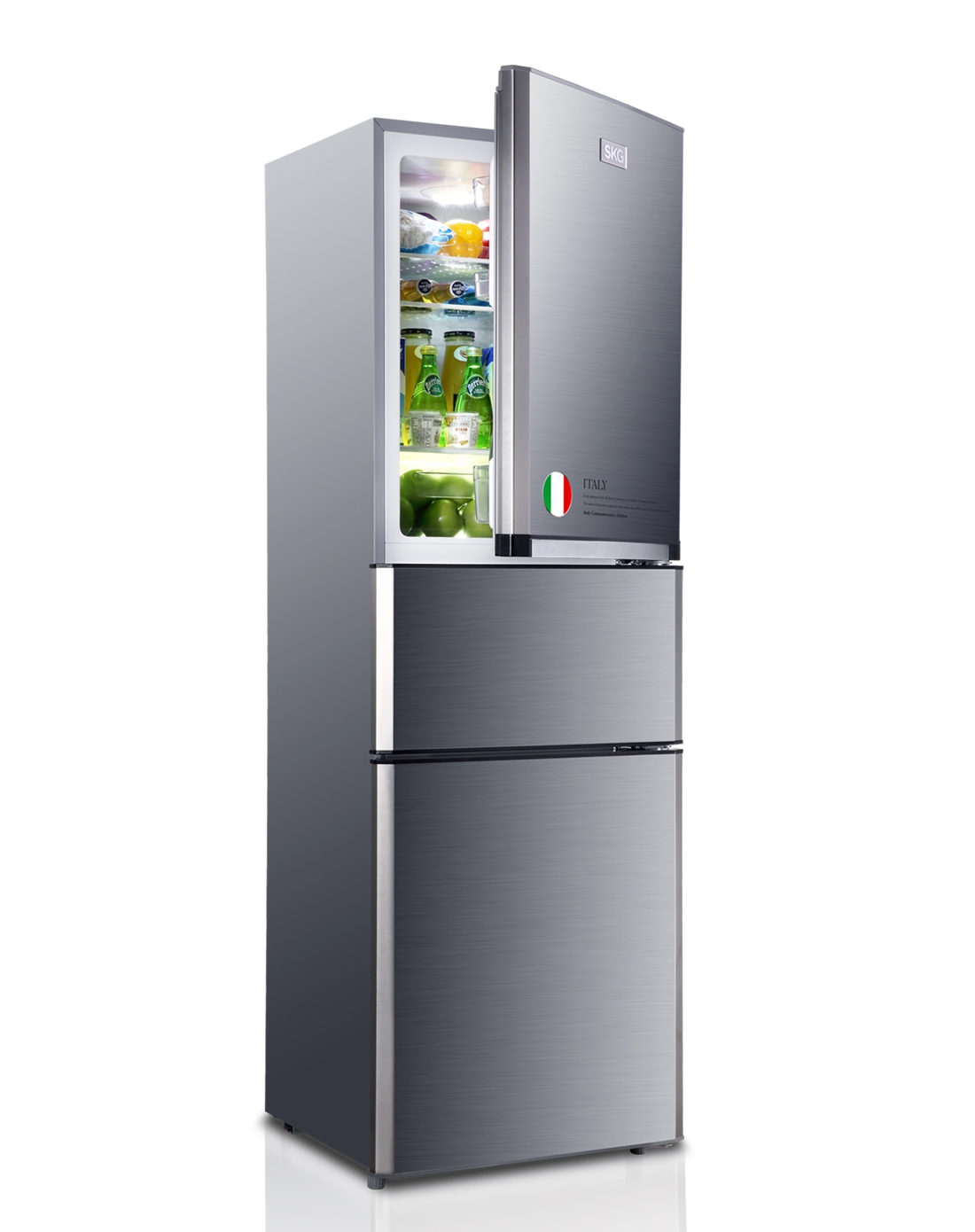 skg电器冰箱 216升高光抗菌 家用三门冰箱skg3553_唯品会