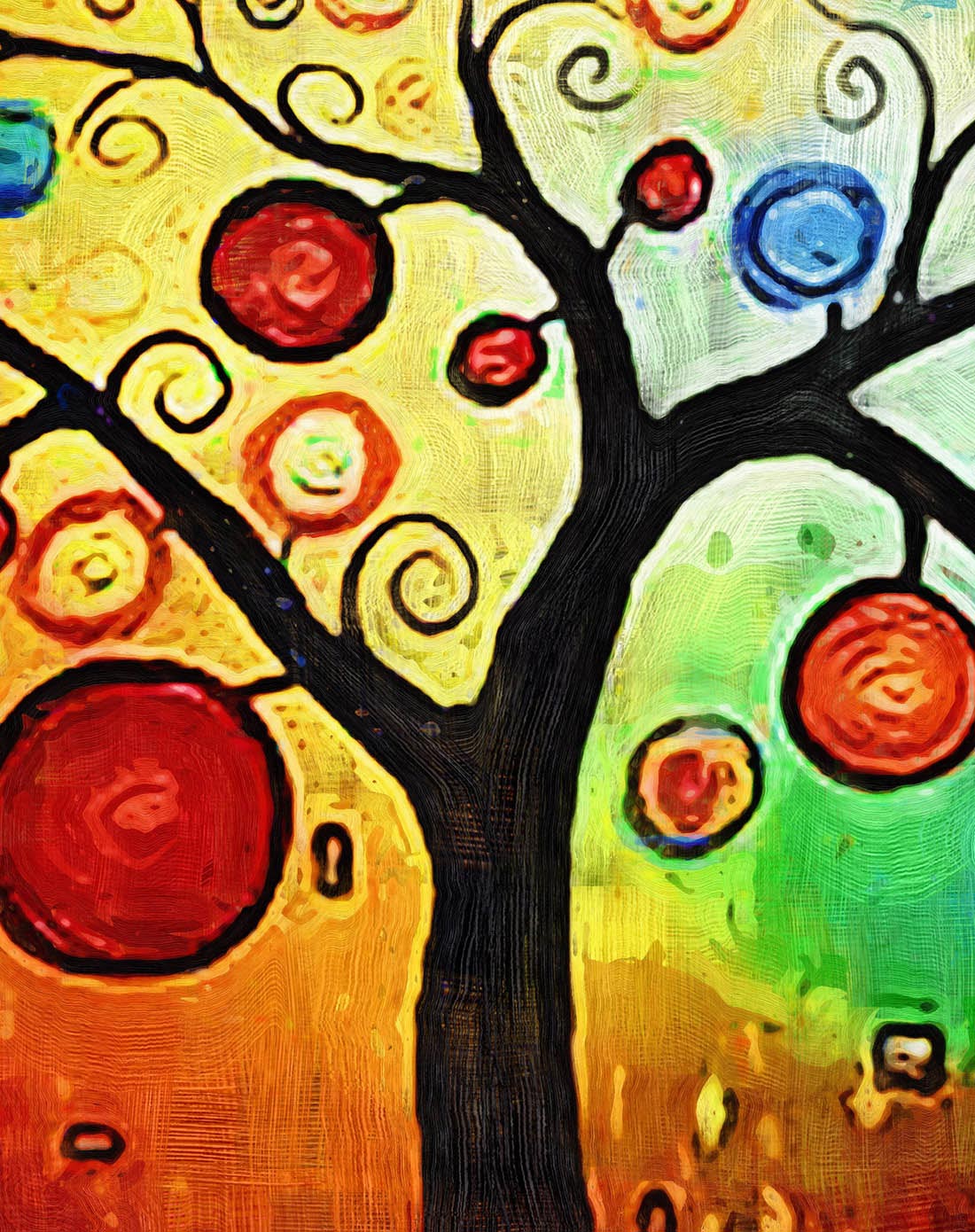 掀盖电表箱装饰画 发财树