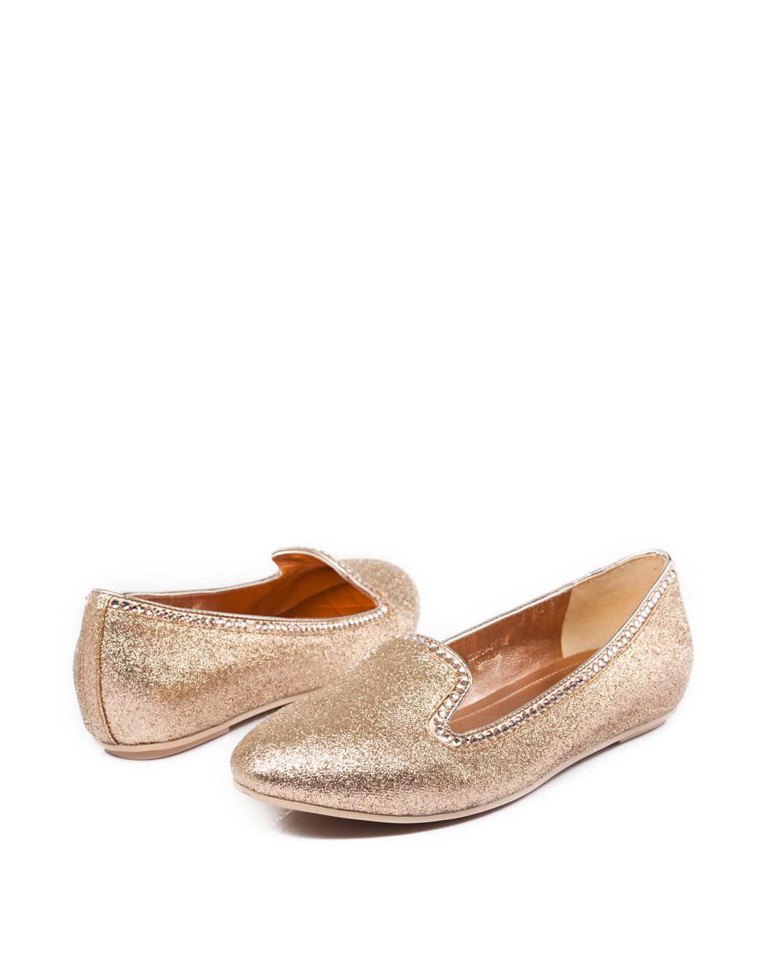 tigrisso浅铜色烫钻细沙格利特便鞋