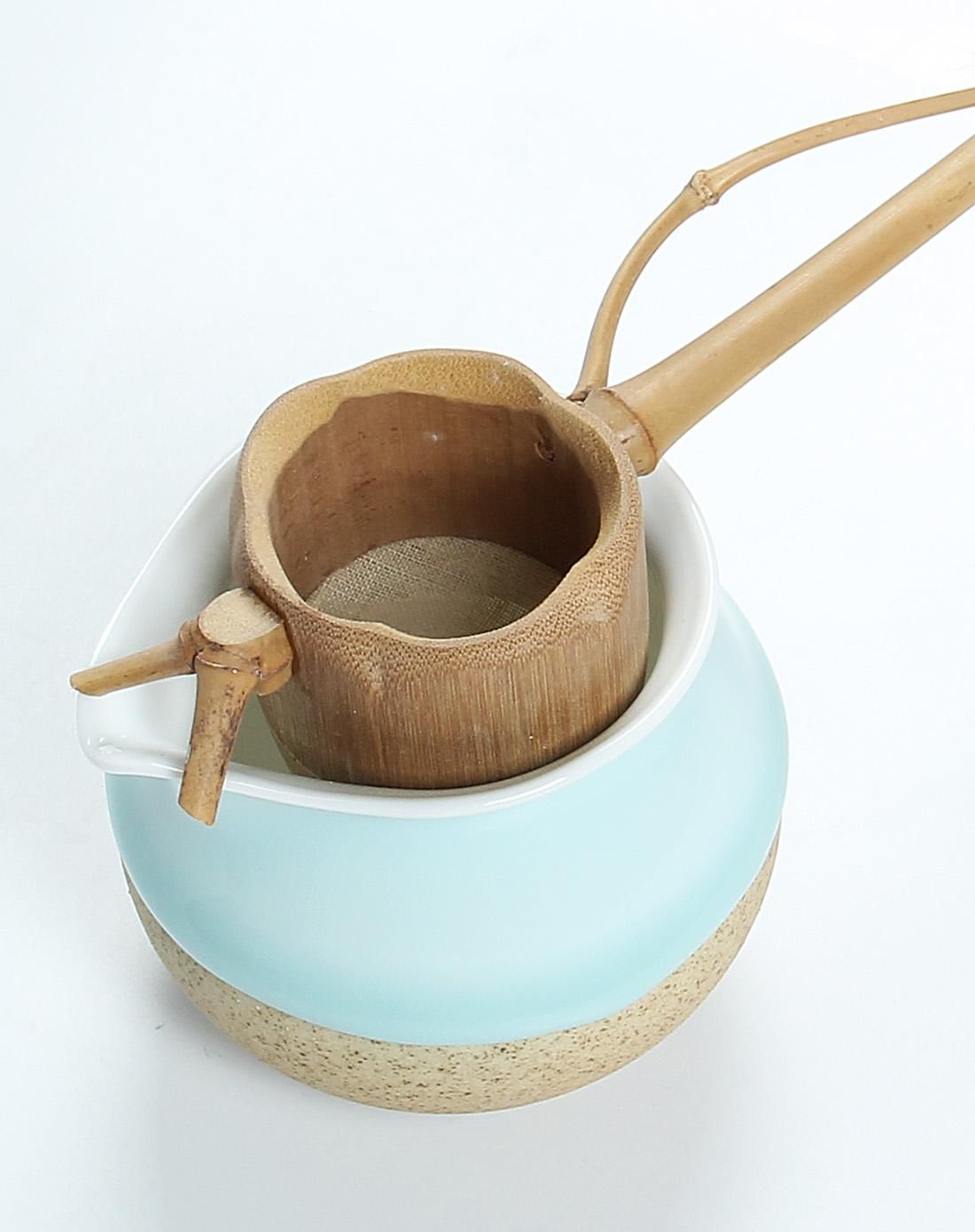 手工天然茶滤 竹双枝茶漏茶道配件 过滤茶渣