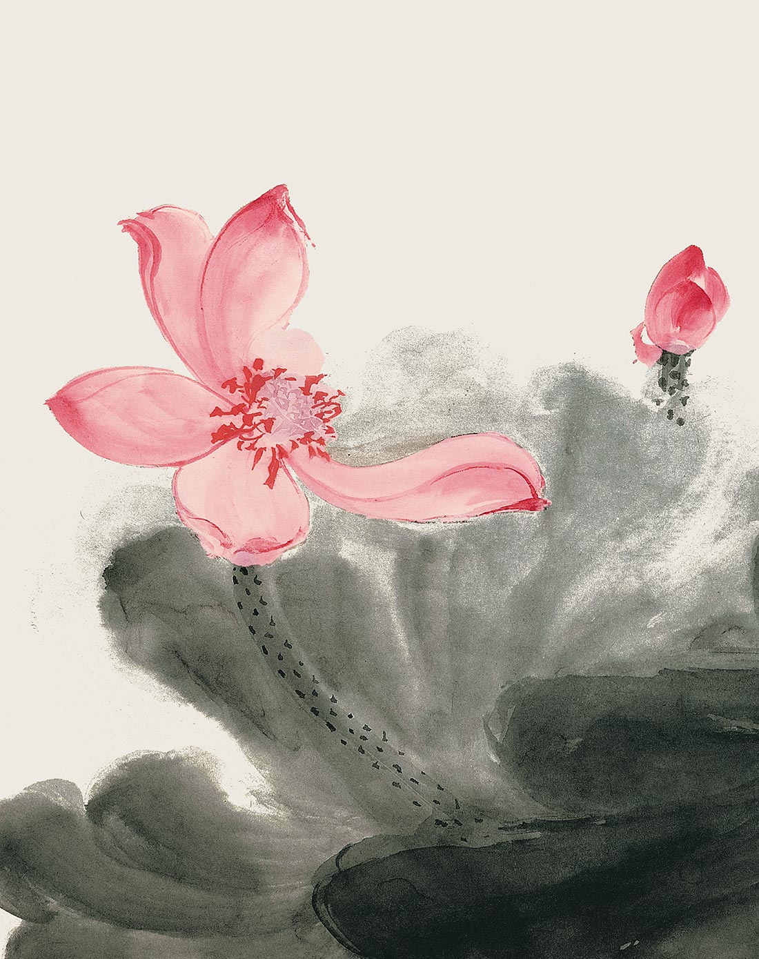 名家精品装饰画 张大千 荷花图