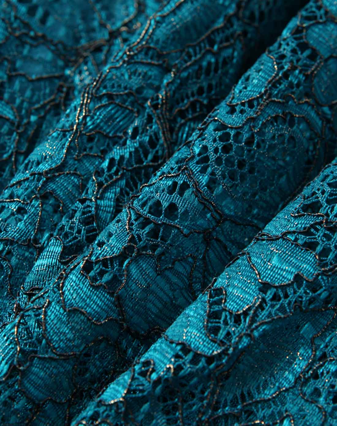 孔雀绿气质名媛蕾丝连衣裙