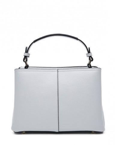 浅灰色席纹牛剖层皮革大气手提斜挎包(内含小包)