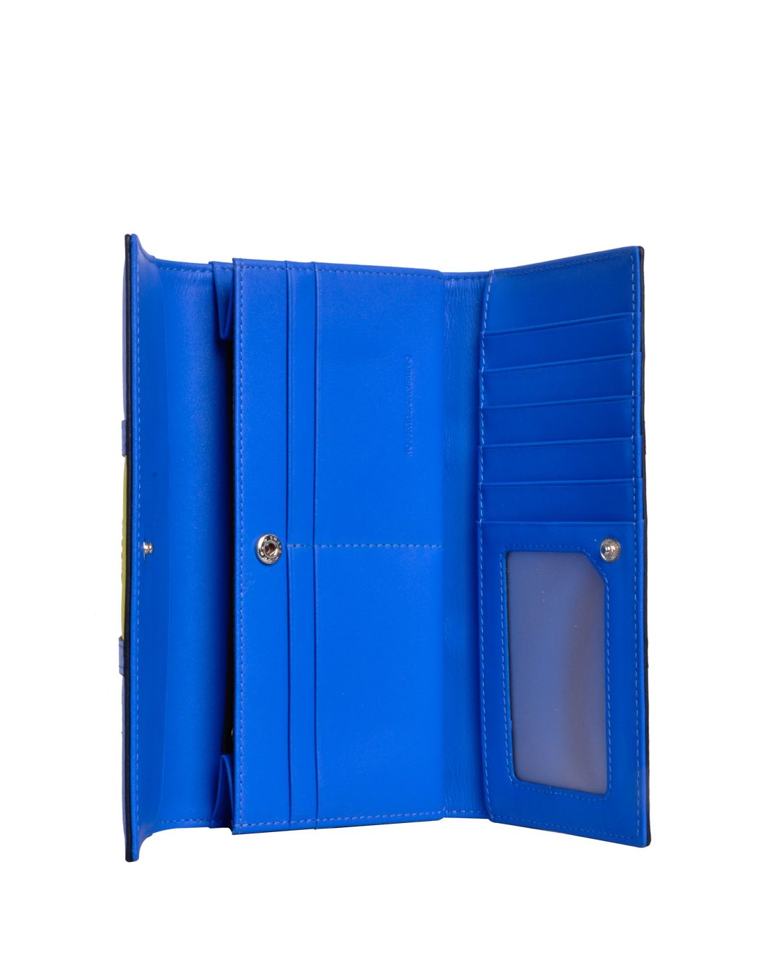 蓝色间黄色三折票夹