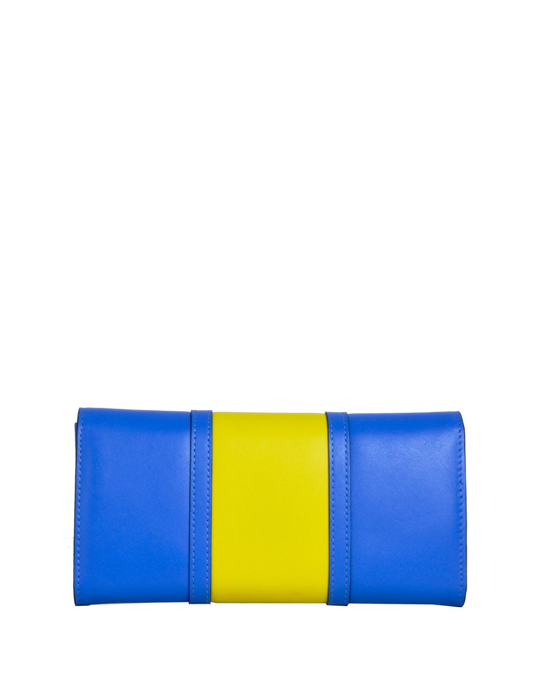 蓝色间黄色三折票夹