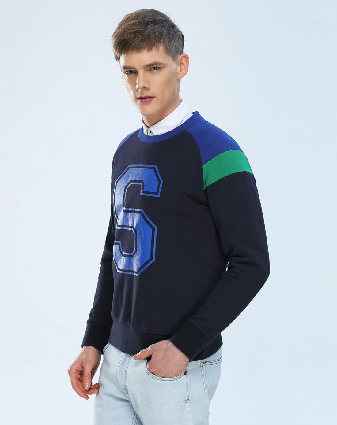 玛萨玛索masa maso深蓝时尚字母印花拉绒针织保暖卫衣19051_唯品会