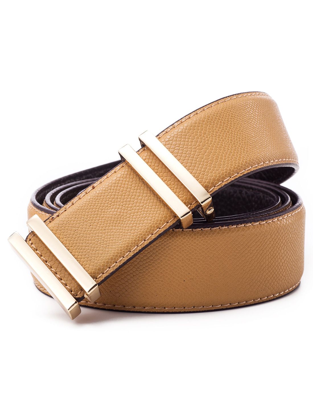 男款浅黄色牛皮商务休闲皮带