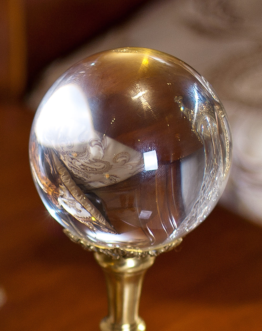 高端奢华镶铜透明装饰水晶球 大号