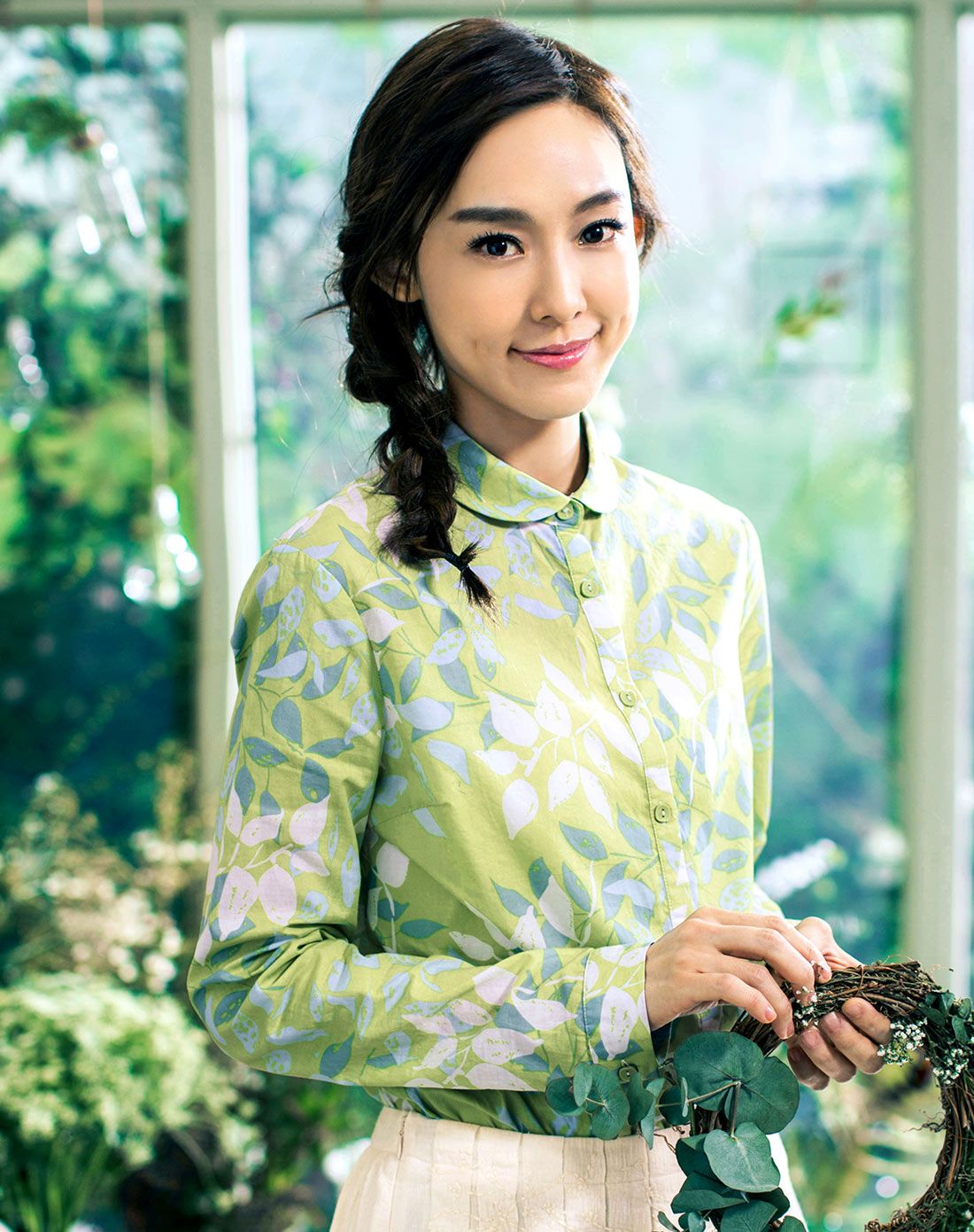 茵曼inman【范玮琪同款】浅果绿文艺印花衬衫1861011293809_唯品会