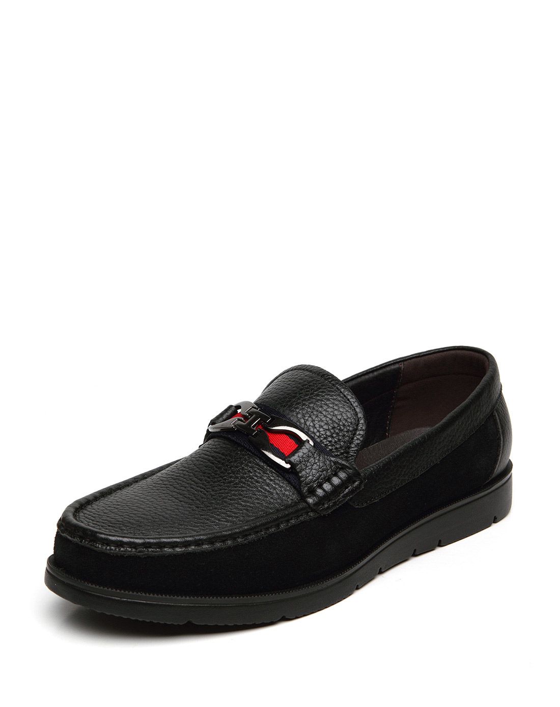 黑色牛皮生活休闲单鞋