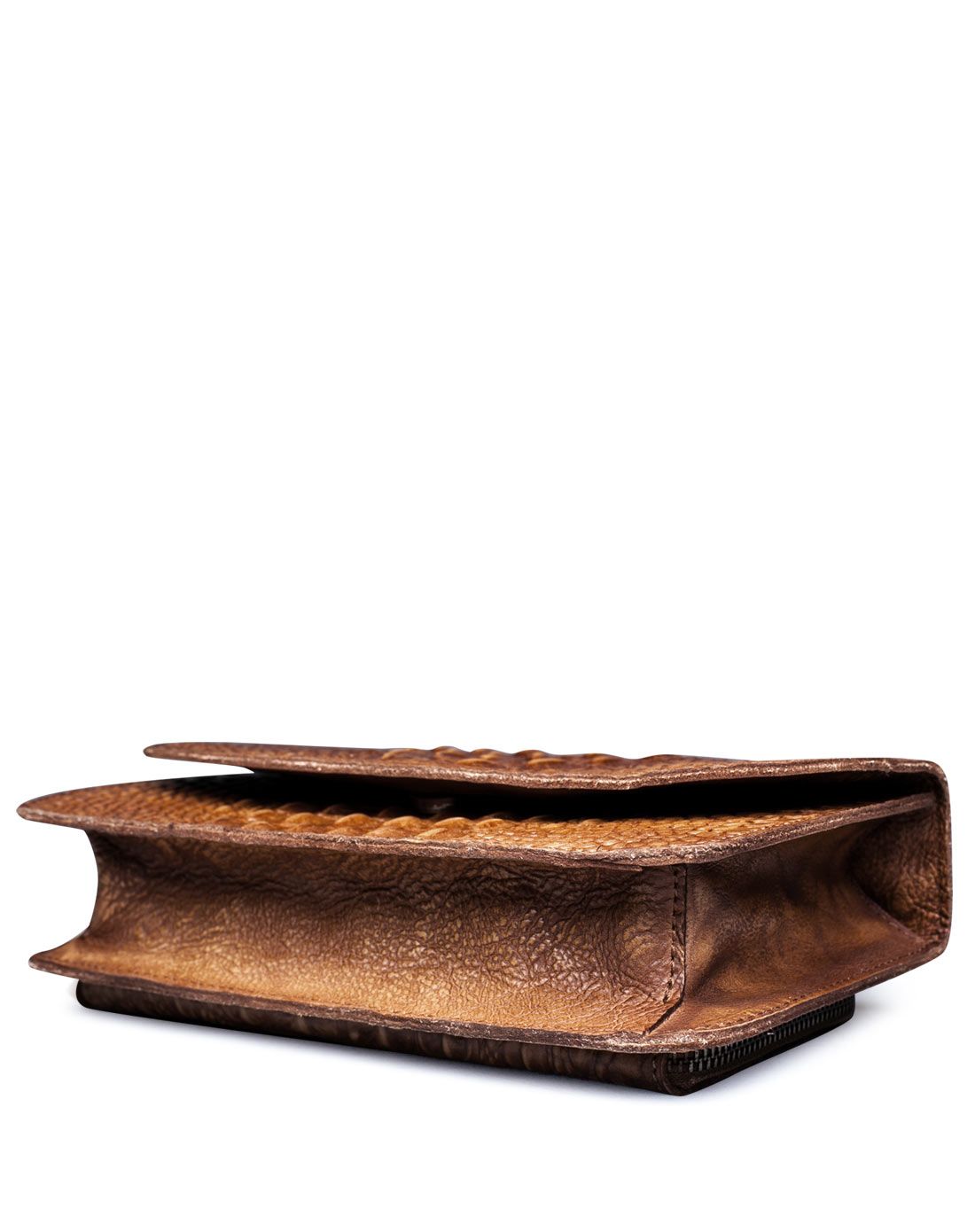 女款复古黄意大利进口头层植鞣牛皮鳄鱼纹多功能手提包