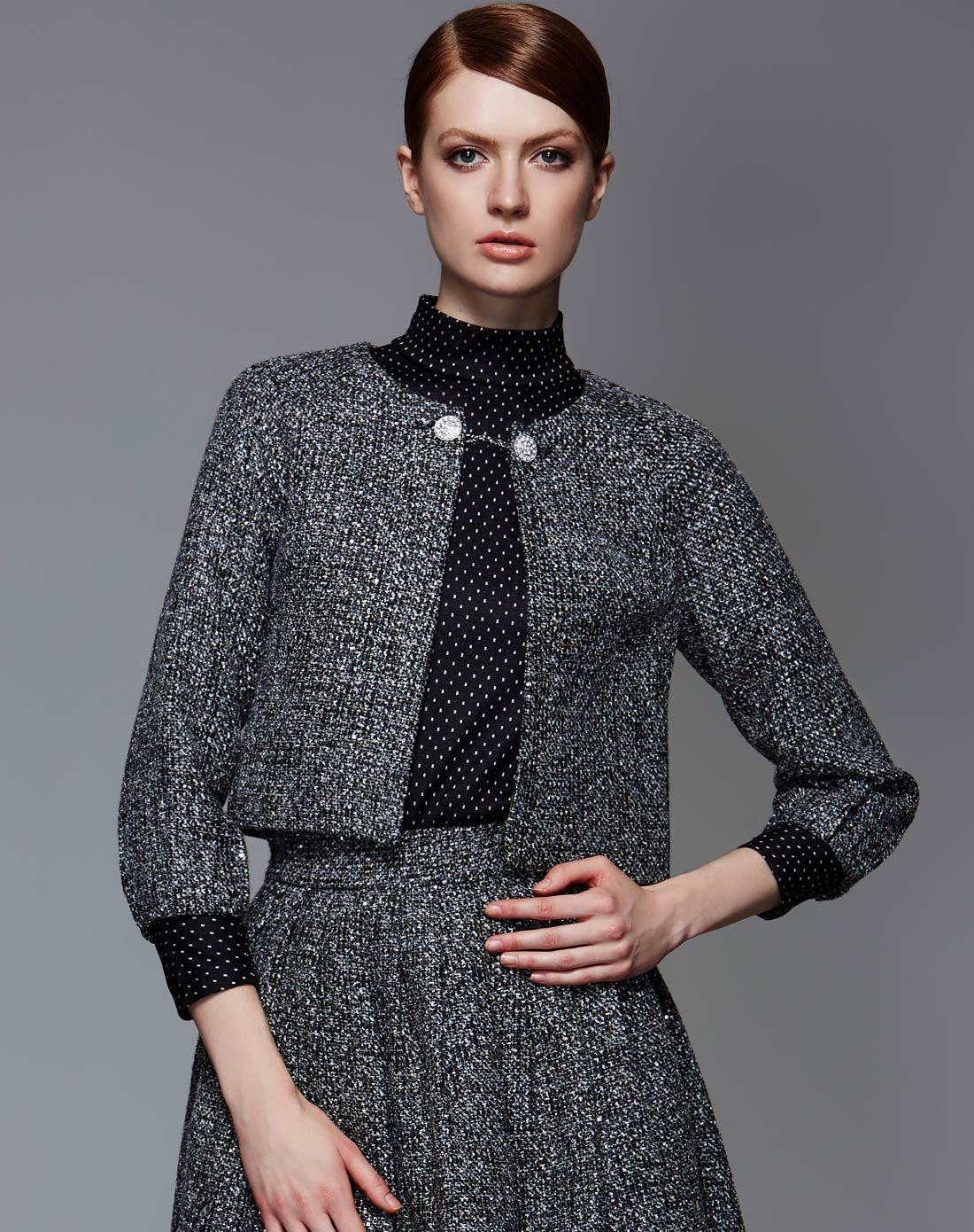 时尚sohot-颜域女装特惠专场黑/浅灰色优雅高贵气质七