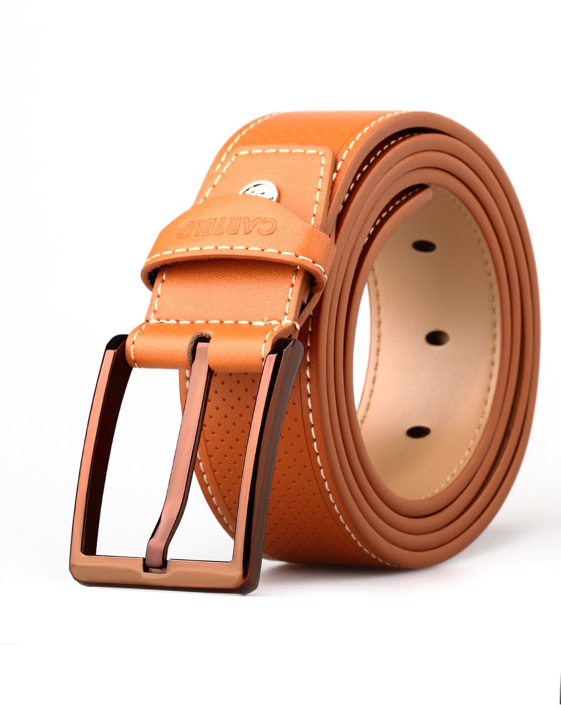 男士黄色牛皮针扣腰带