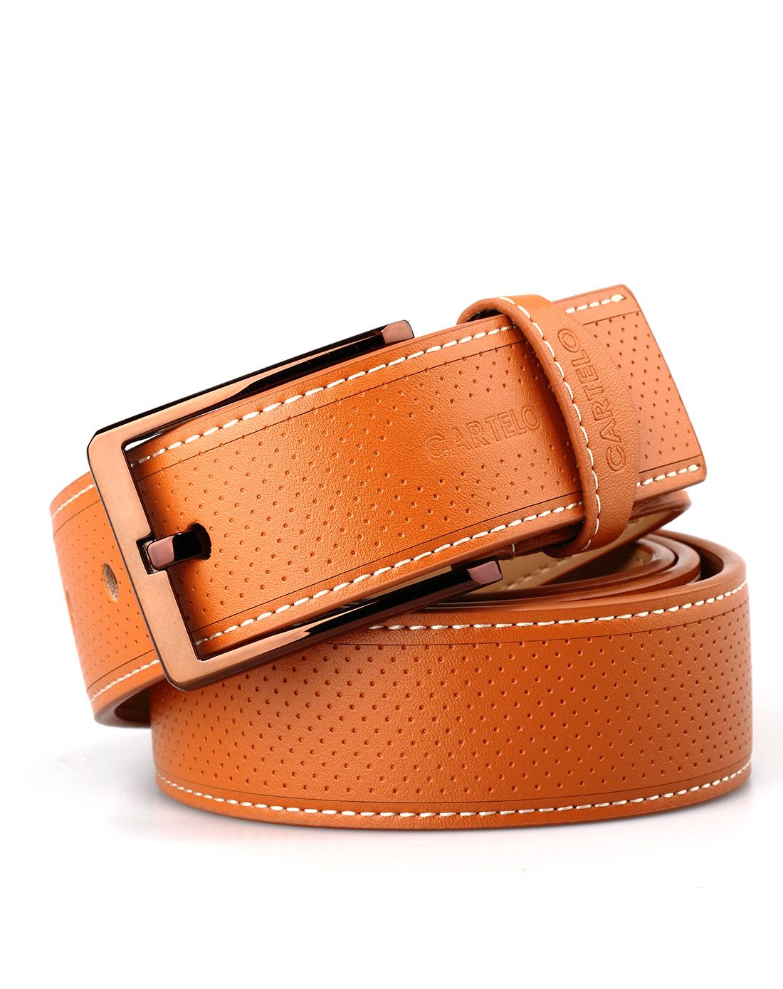 男士黄色牛皮针扣腰带