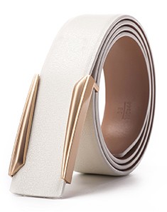 男款白色牛皮商务休闲皮带