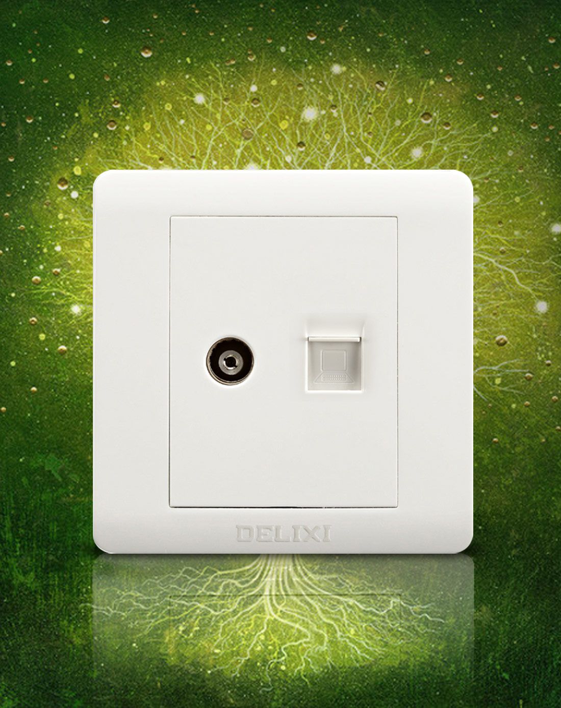 钢架经典白 电脑电视插座面板