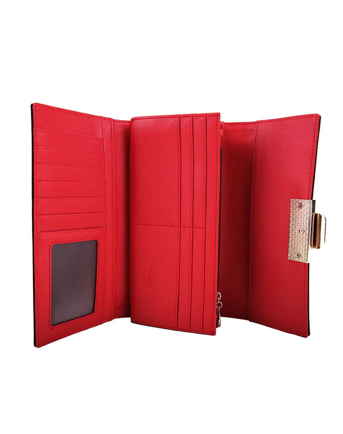 鳄鱼恤crocodile男女包女款红色牛皮长款三折钱包16417020-04_唯品会