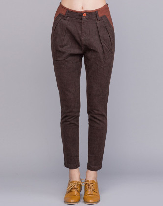 女咖啡色百搭裤子
