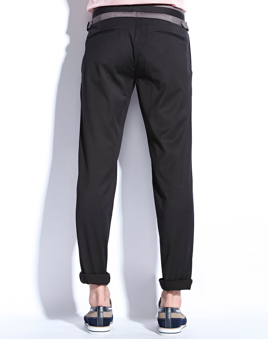 黑色时尚低腰直筒时装休闲裤