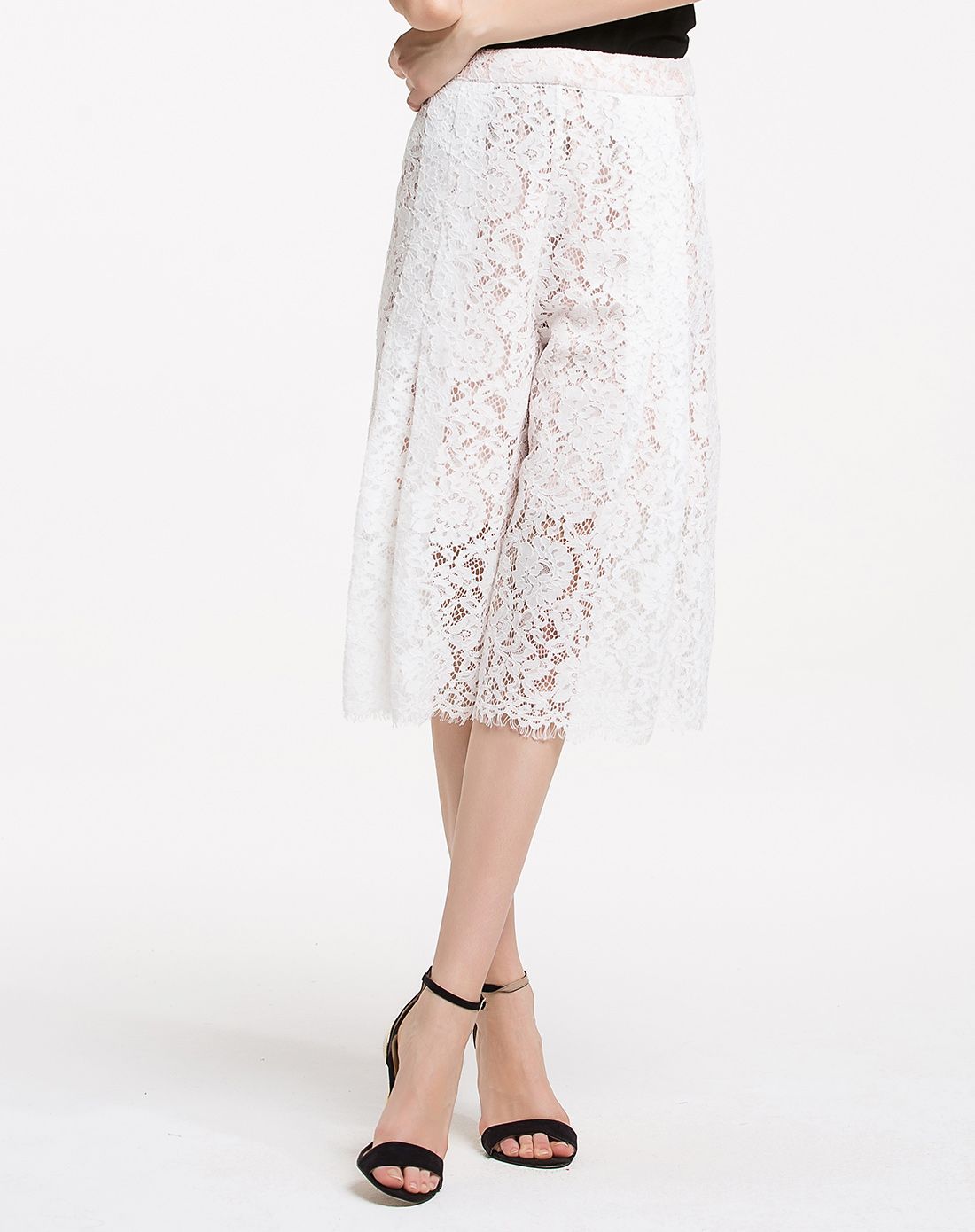 白色优雅蕾丝精致时尚裤子