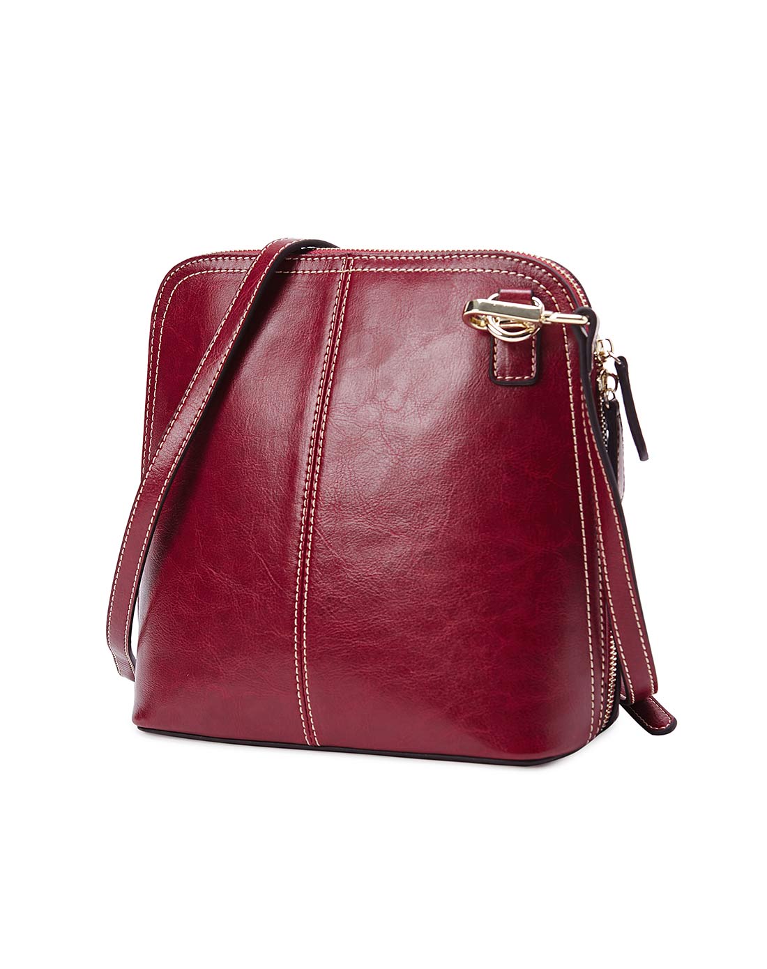 麦包包集团时尚m plus 酒红色复古旧时光系列单肩斜挎包1604008602