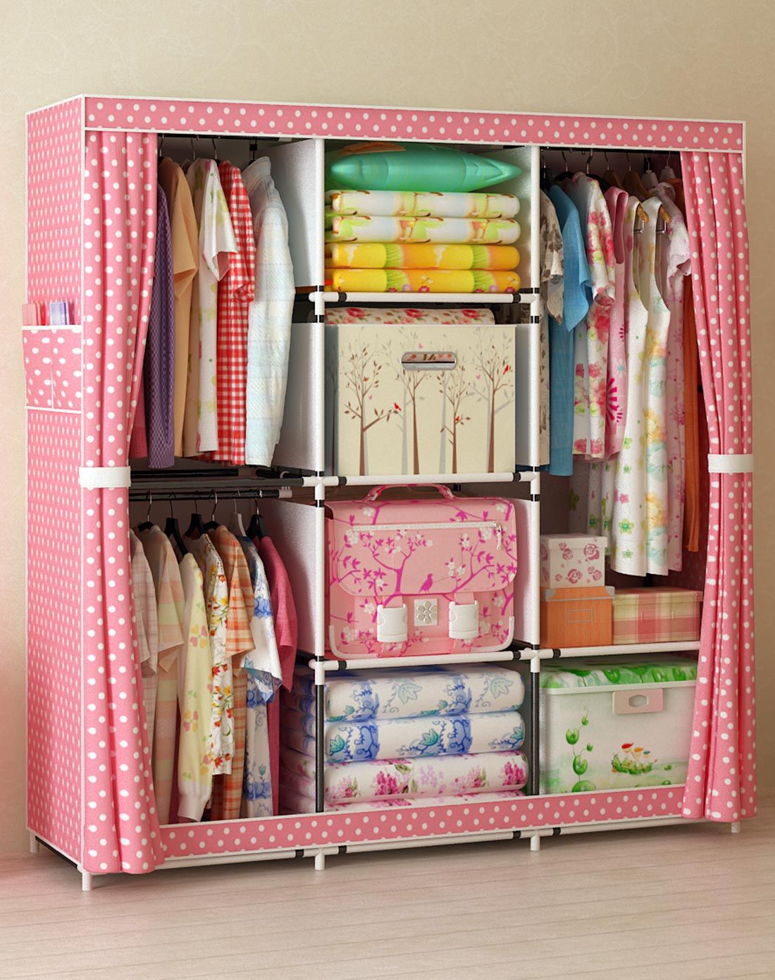 大号三挂多格布衣柜多色