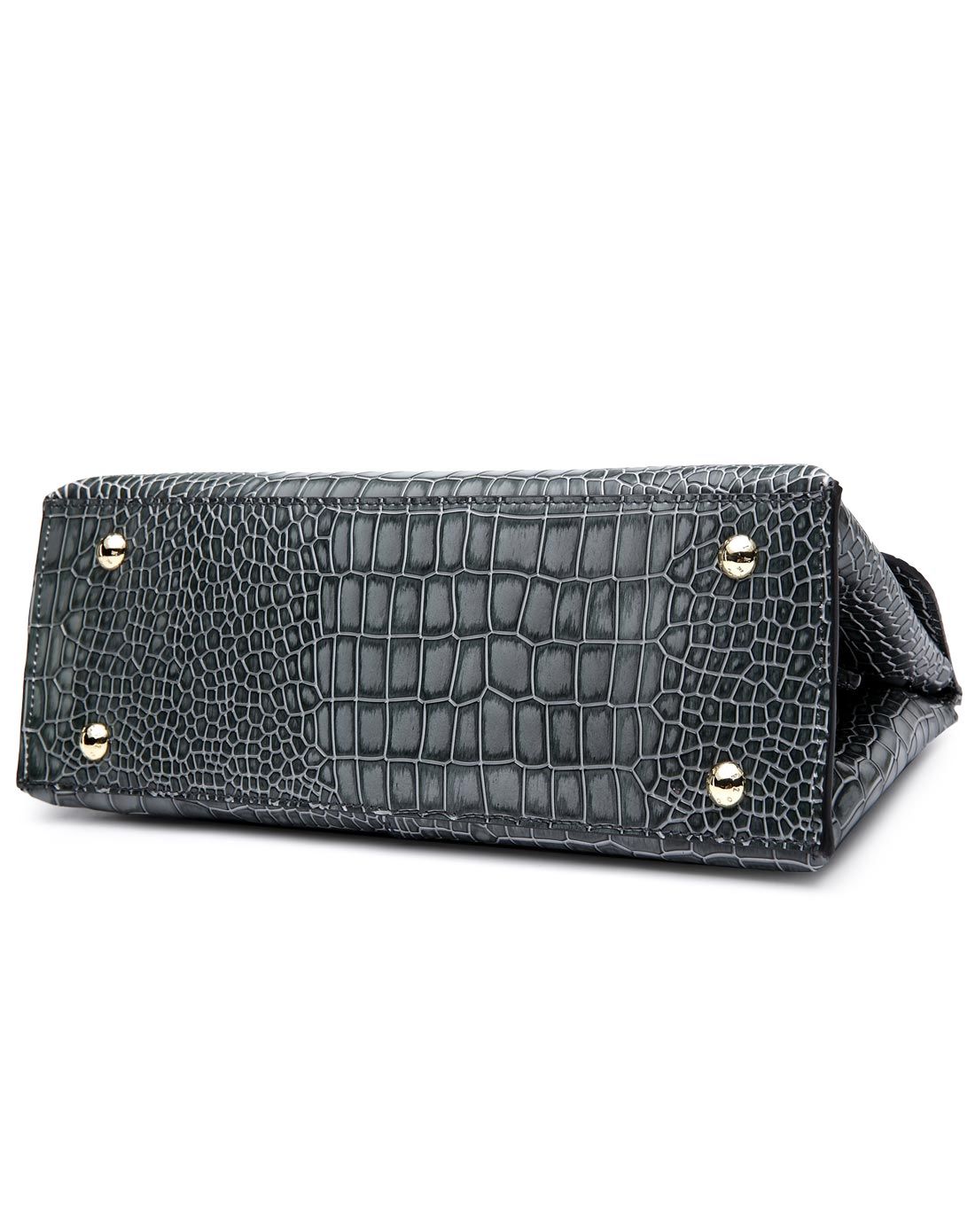 女款灰色牛皮秋冬新款气质鳄鱼纹手提包