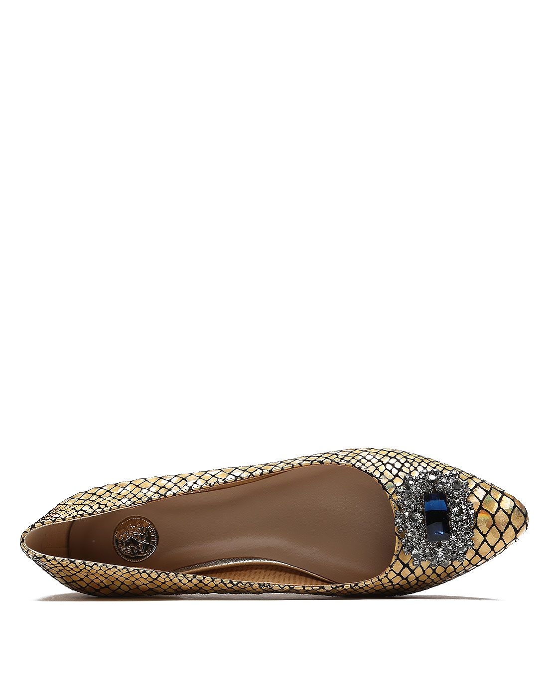 女款金/蓝色牛皮正装单鞋