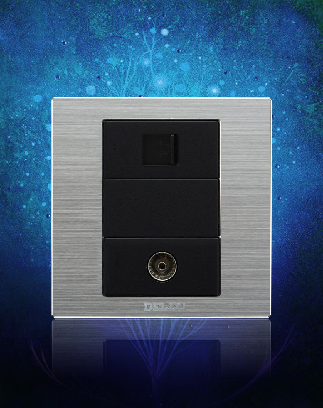 轻奢拉丝银电脑电视插座面板