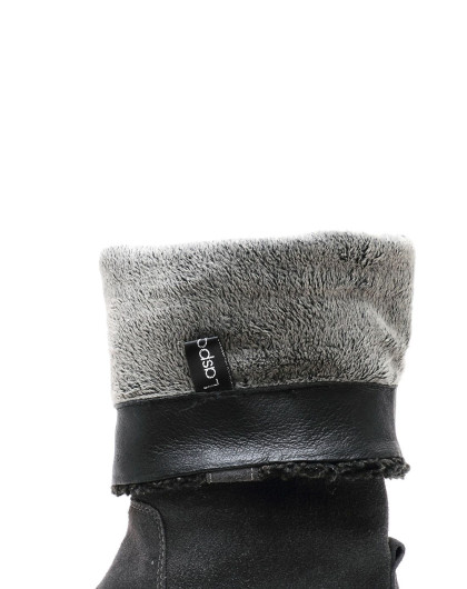 银灰色磨砂牛皮保暖舒适长靴