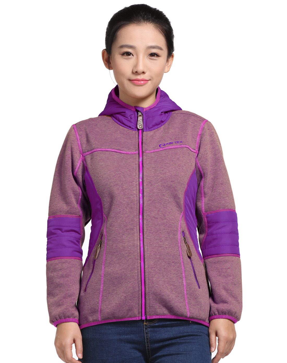 > 舒适保暖 女式紫色抓绒衣