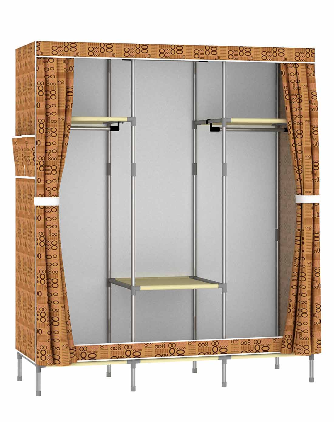 大号三排牛津布衣柜黄色8字