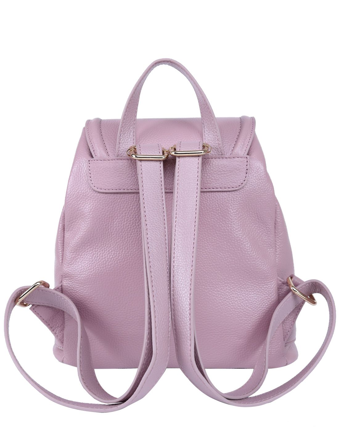 女款香芋粉色牛皮潮流休闲软皮旅行双肩包