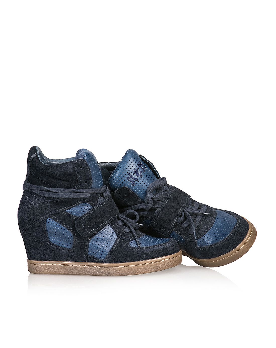 ash深蓝色牛反毛运动单鞋