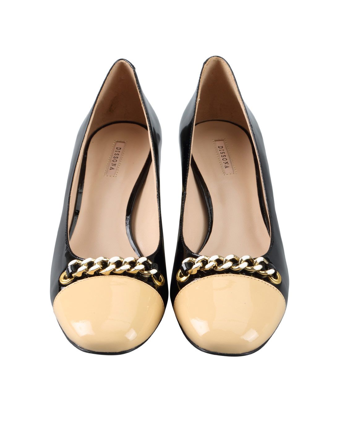 迪桑娜dissona黑色牛漆皮拼米色时尚舒适单鞋s143124707400_唯品会