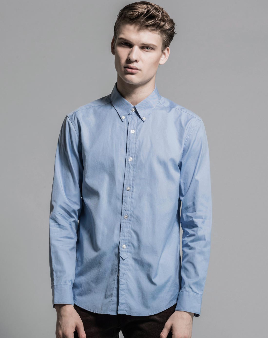 布衣传说天蓝色纯棉长袖衬衫cc630天蓝_唯品会