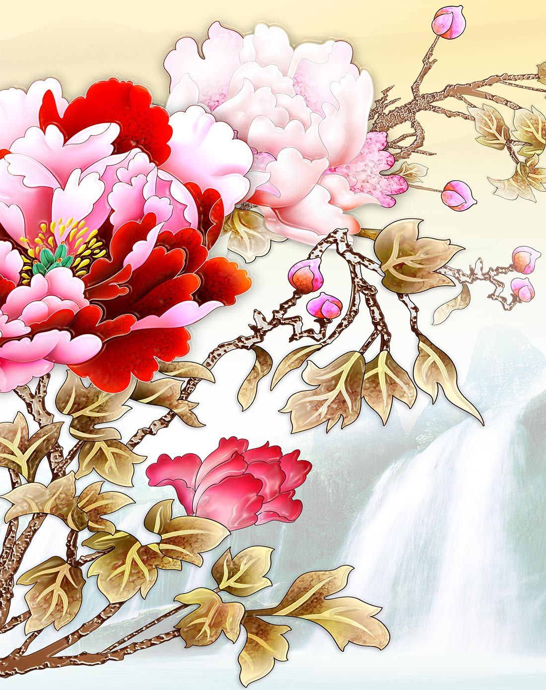 新中式现代吉祥装饰画 富贵牡丹图