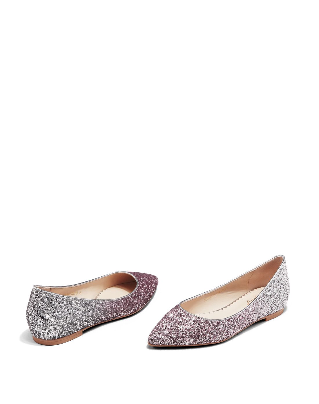 2016春季粉银色魅惑渐变格利特尖头单鞋