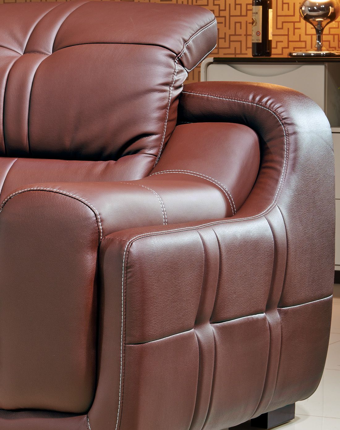 客厅皮沙发 特价限量款 双人 左贵妃 咖啡色