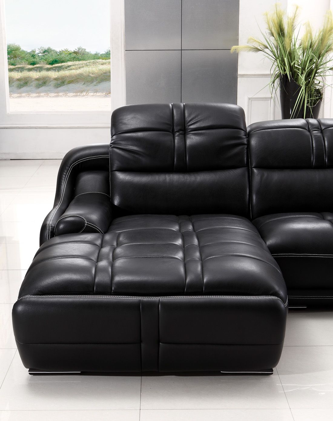 客厅皮沙发 特价限量款 双人 左贵妃 黑色