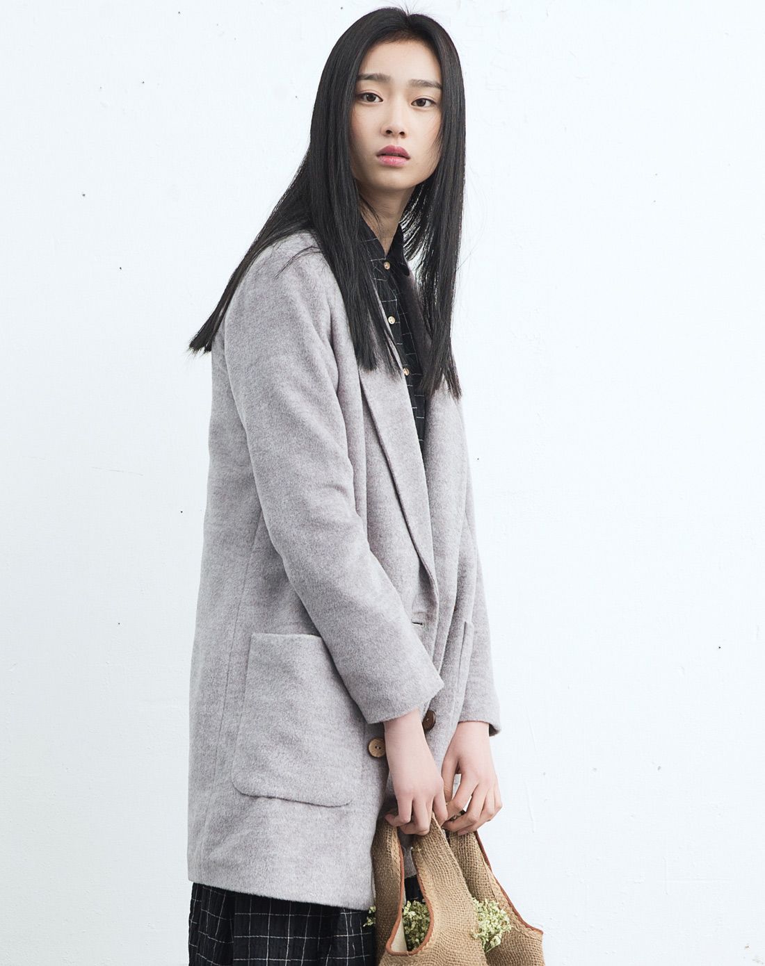 子陌zimo女装冬装清仓专场简洁灰色长袖羊毛呢外套z16cv8v0105_唯品会