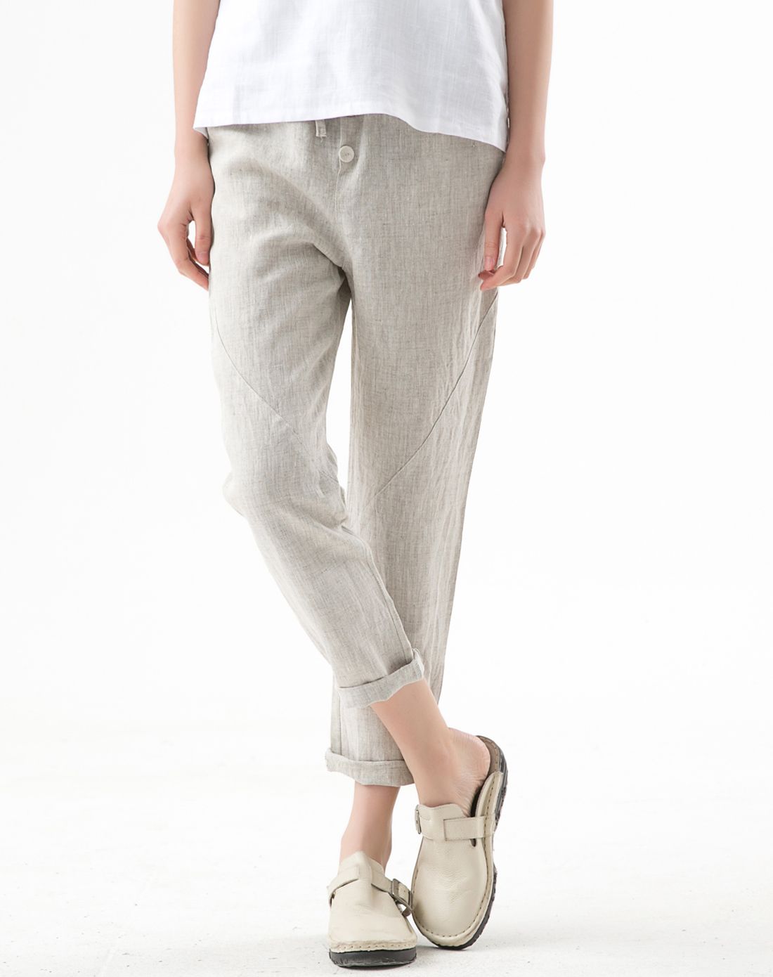 麻本色文艺纯亚麻经典休闲长裤