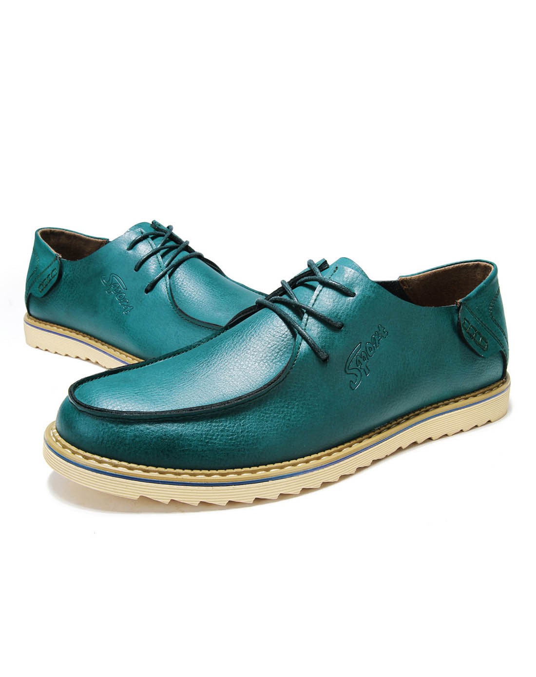 绿色简约时尚纯牛皮休闲鞋