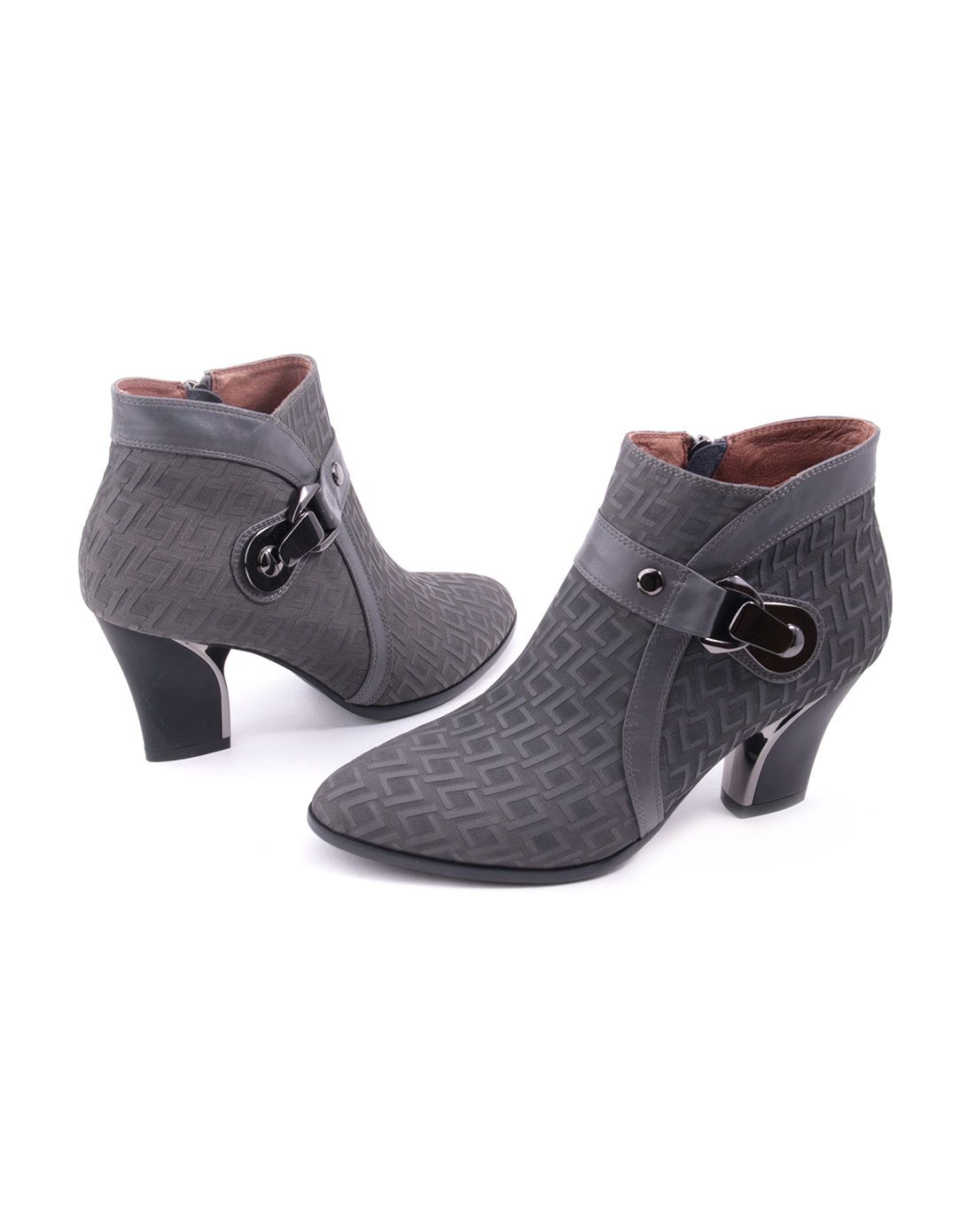 莱斯佩斯laspampas&igi&co混合女鞋专场 莱斯佩斯灰色牛皮格纹短靴