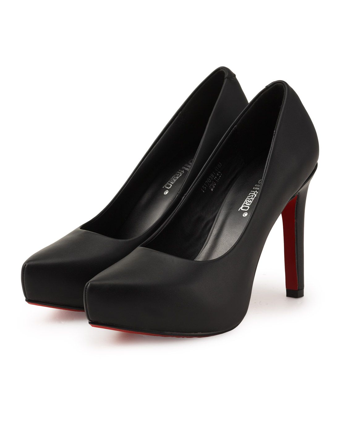 女款黑色简约纯色厚水台高跟鞋