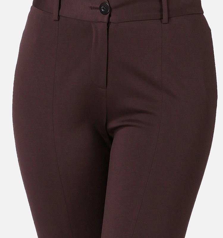 深咖色个性简约修身长裤